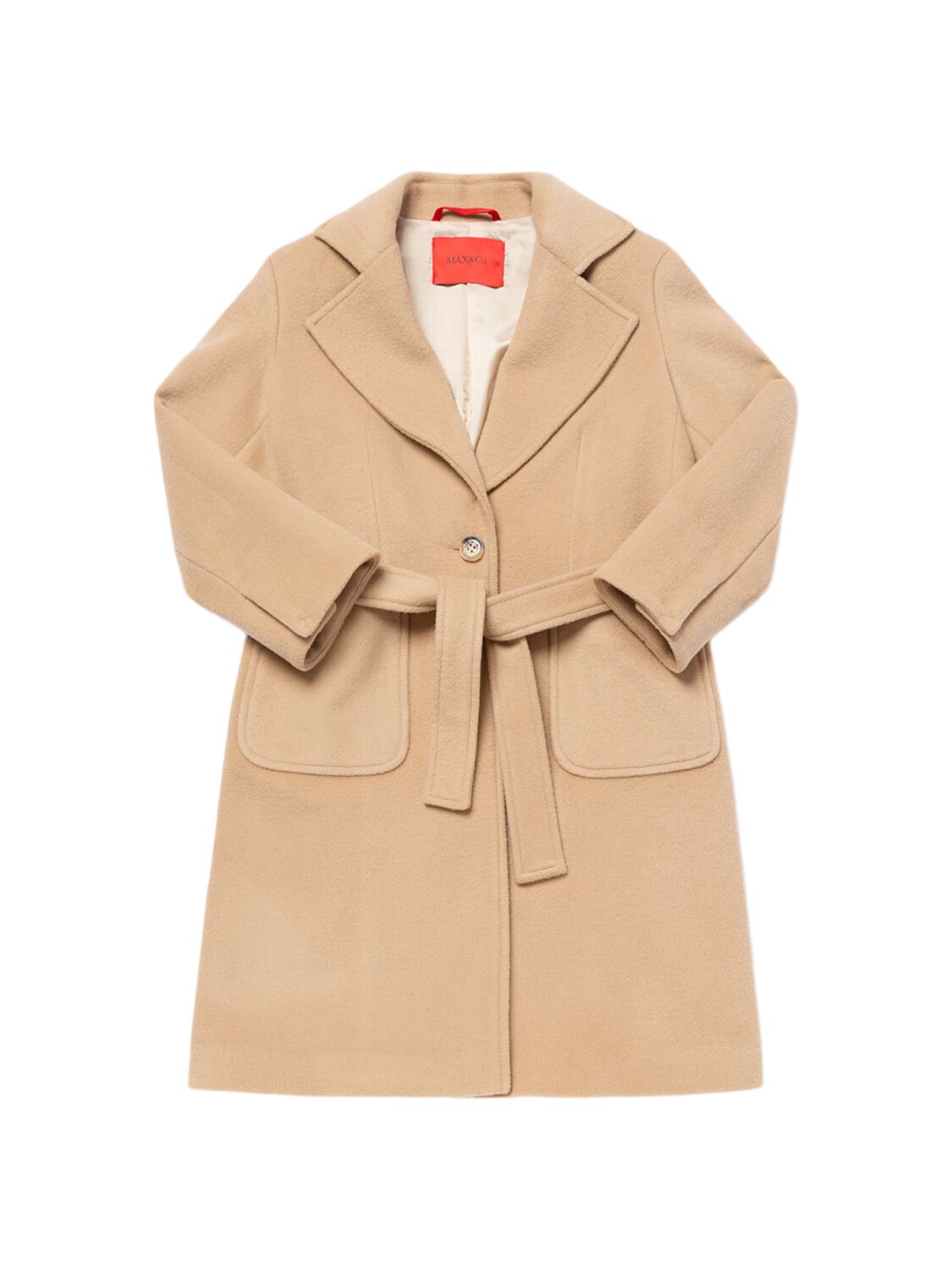 Max & Co Belted Wool Coat In Neutral