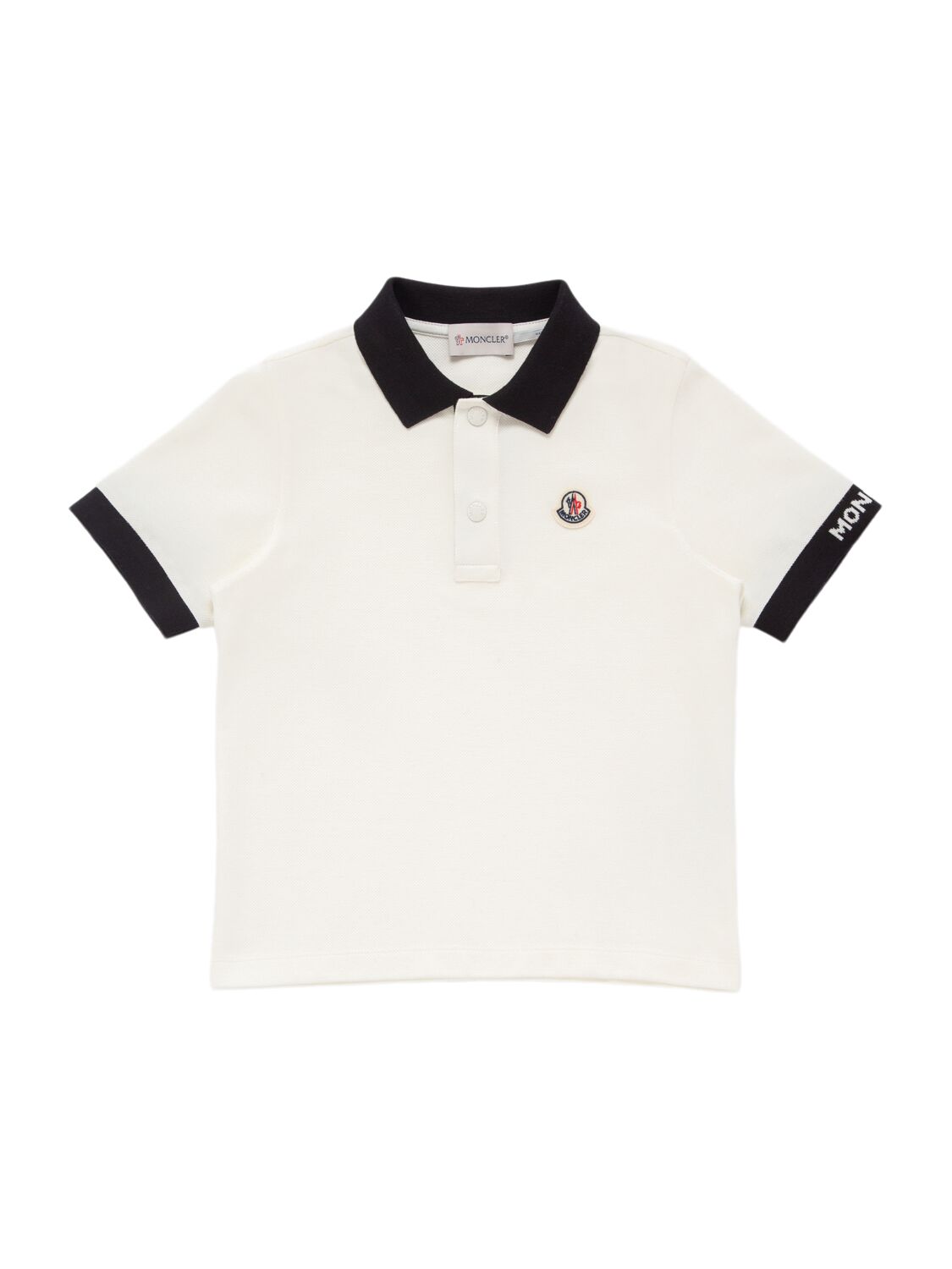 Moncler Logo Patch Cotton Piquet Polo Shirt In White