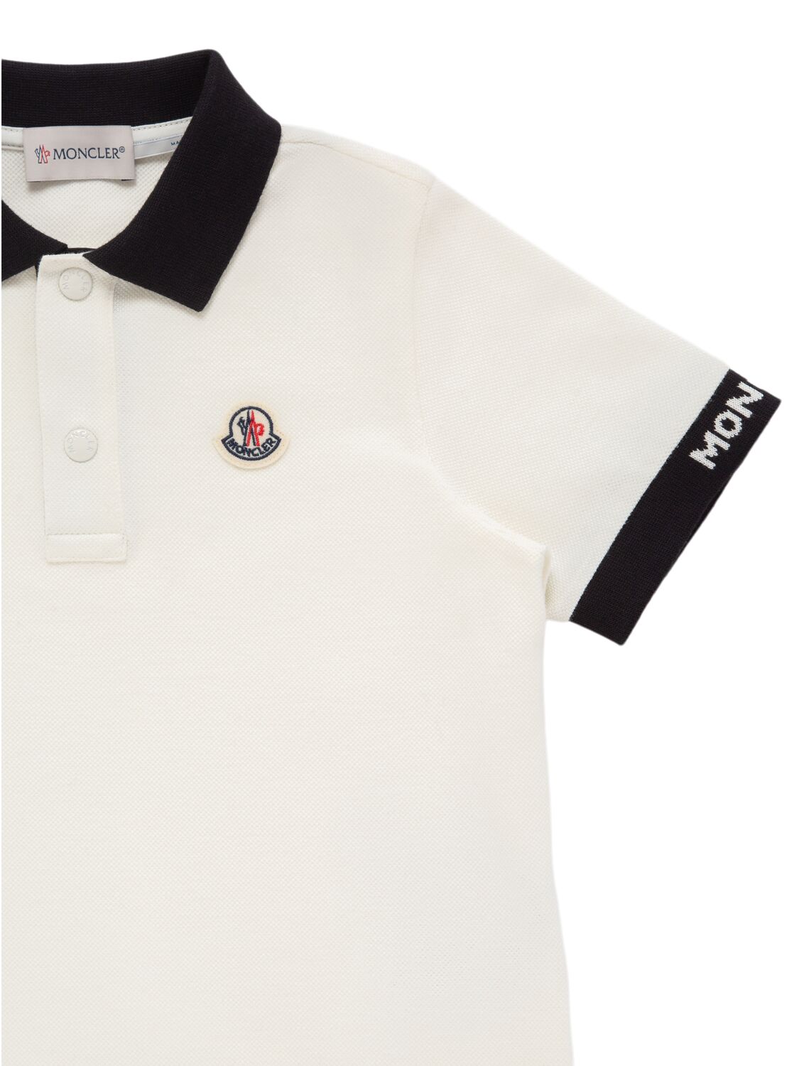 Shop Moncler Logo Patch Cotton Piquet Polo Shirt In White