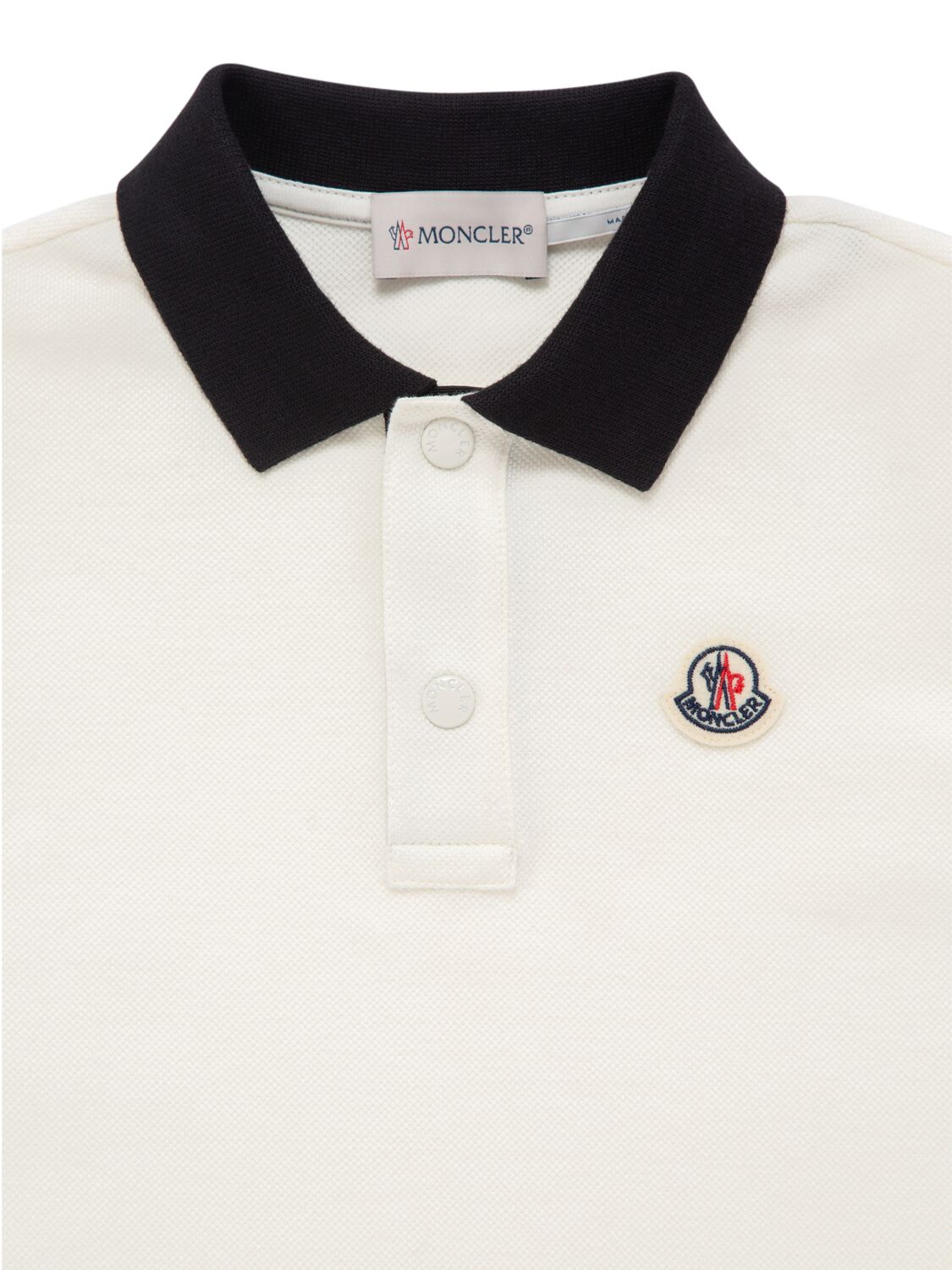 Shop Moncler Logo Patch Cotton Piquet Polo Shirt In White