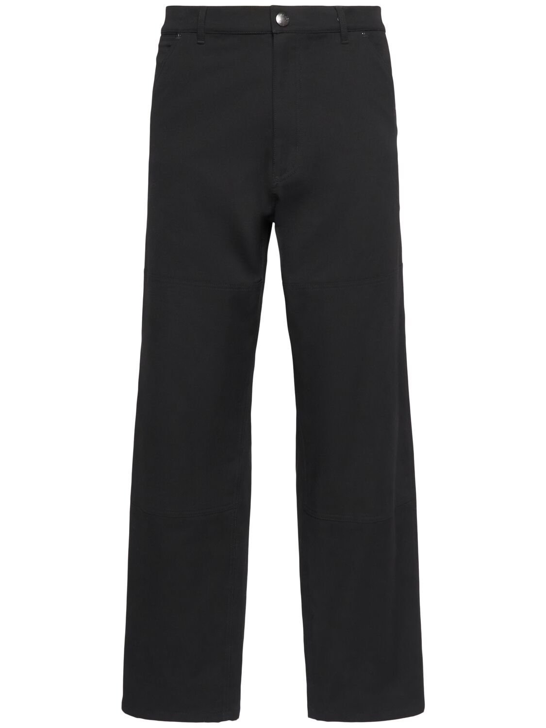 Moncler Soft Cotton Blend Canvas Pants In Black