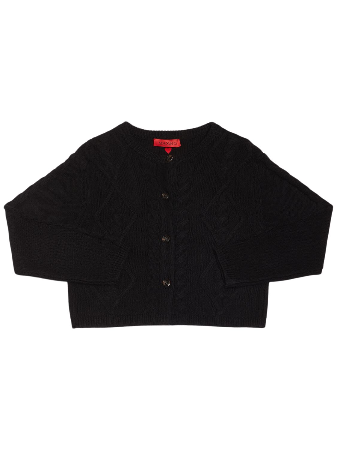 Max & Co Kids' Wool Blend Knit Cardigan In Black