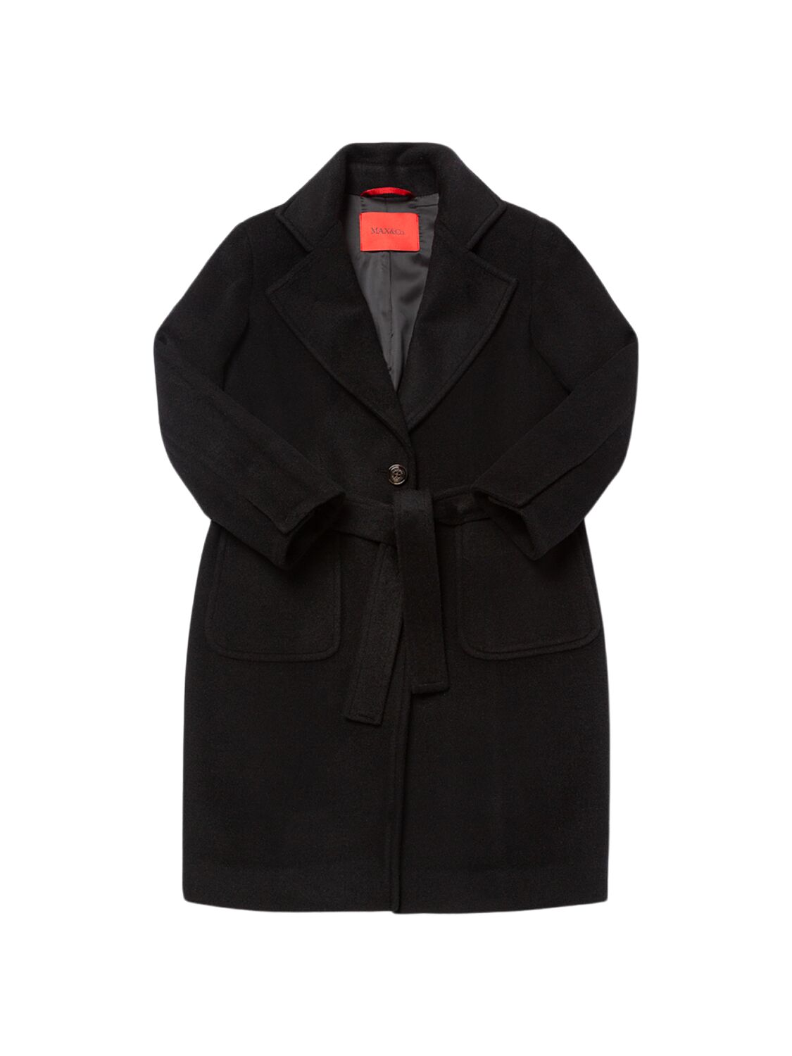 Max & Co Belted Wool Coat In Black