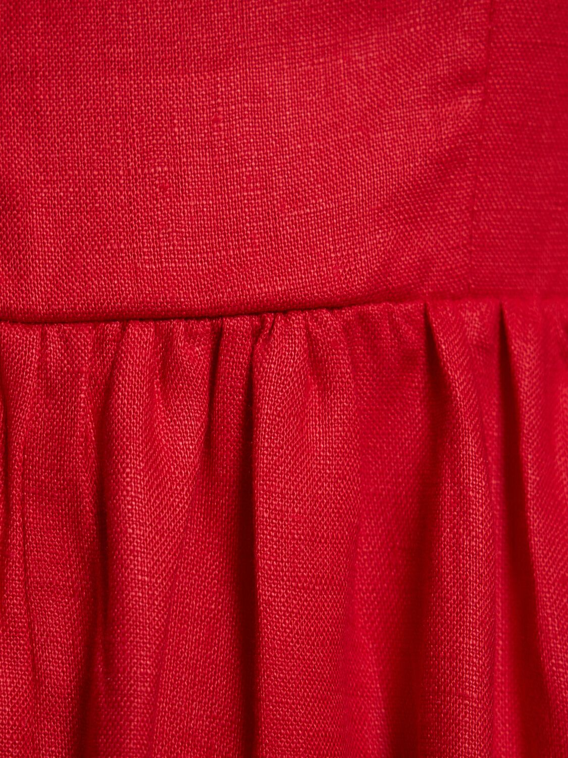 Shop Reformation Marella Linen Puff Sleeve Midi Dress In Red