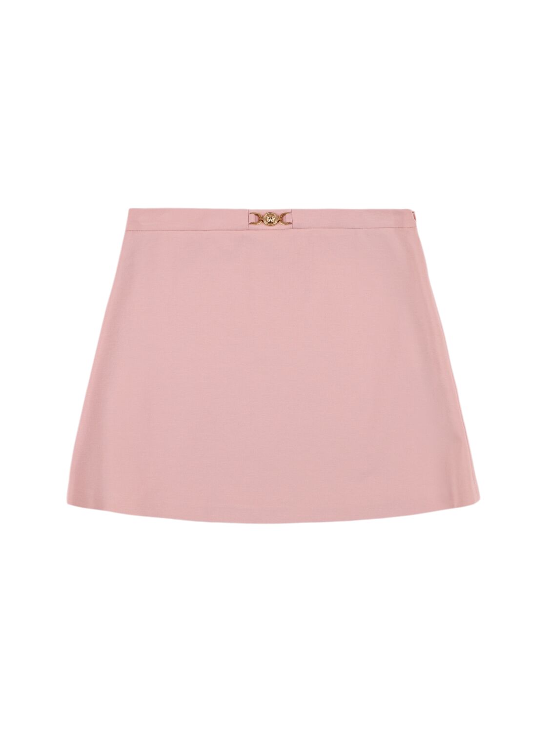 Versace Viscose Blend Compact Jersey Mini Skirt In Pink