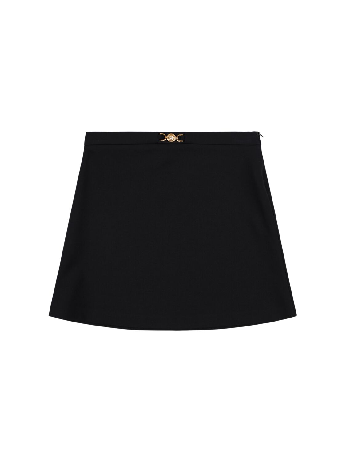 Versace Viscose Blend Compact Jersey Mini Skirt In Black