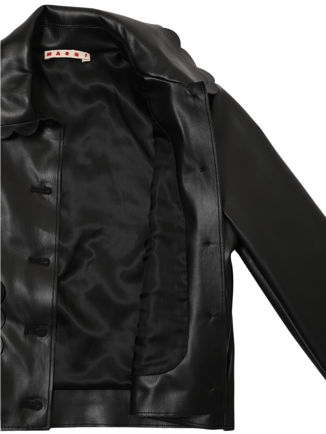 Shop Marni Junior Poly Faux Leather Jacket In Black