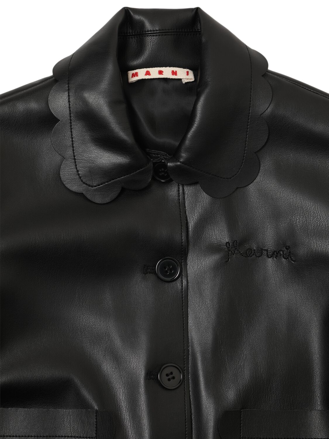 Shop Marni Junior Poly Faux Leather Jacket In Black