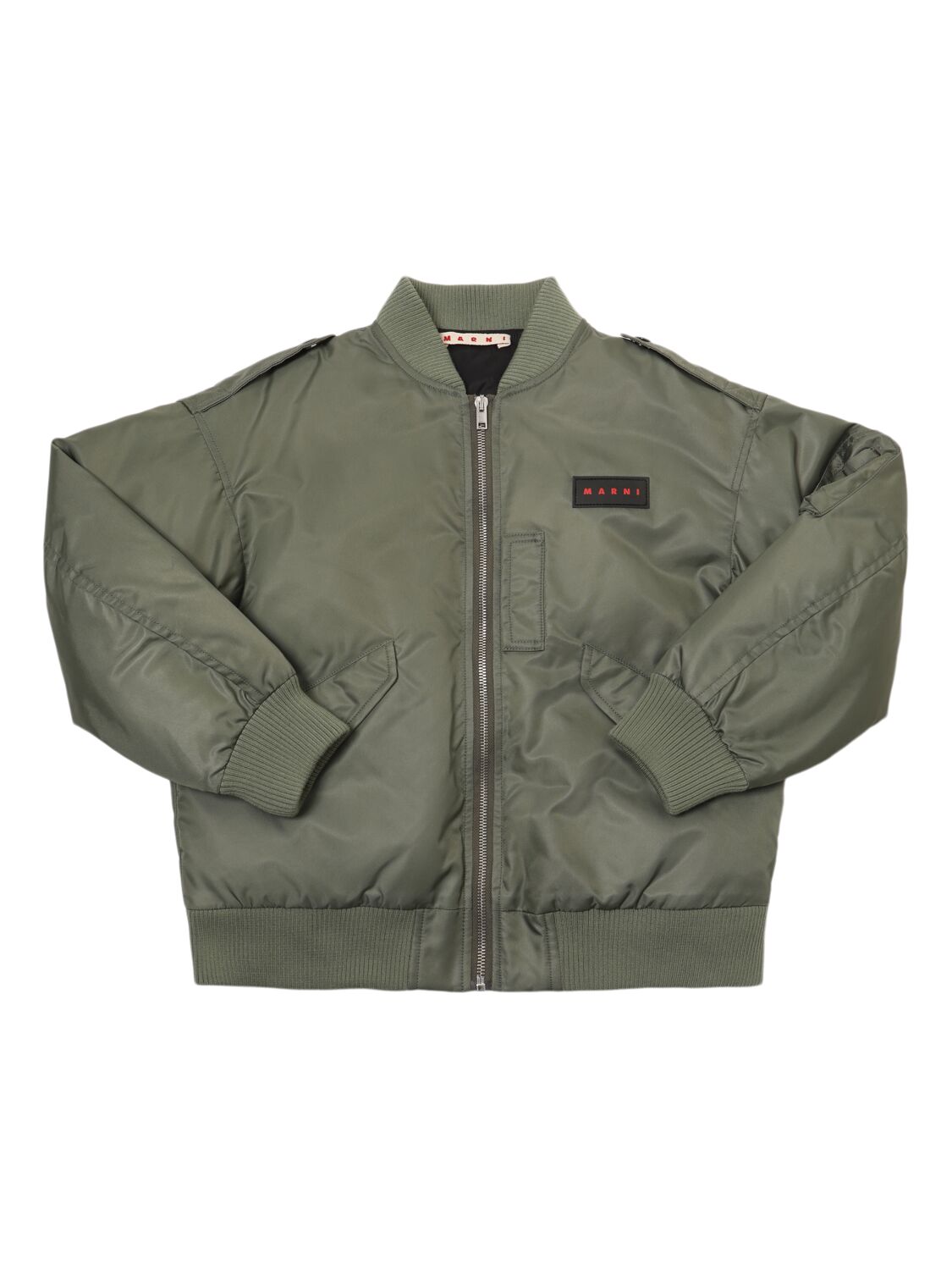 Marni Junior Poly Bomber Jacket In Green