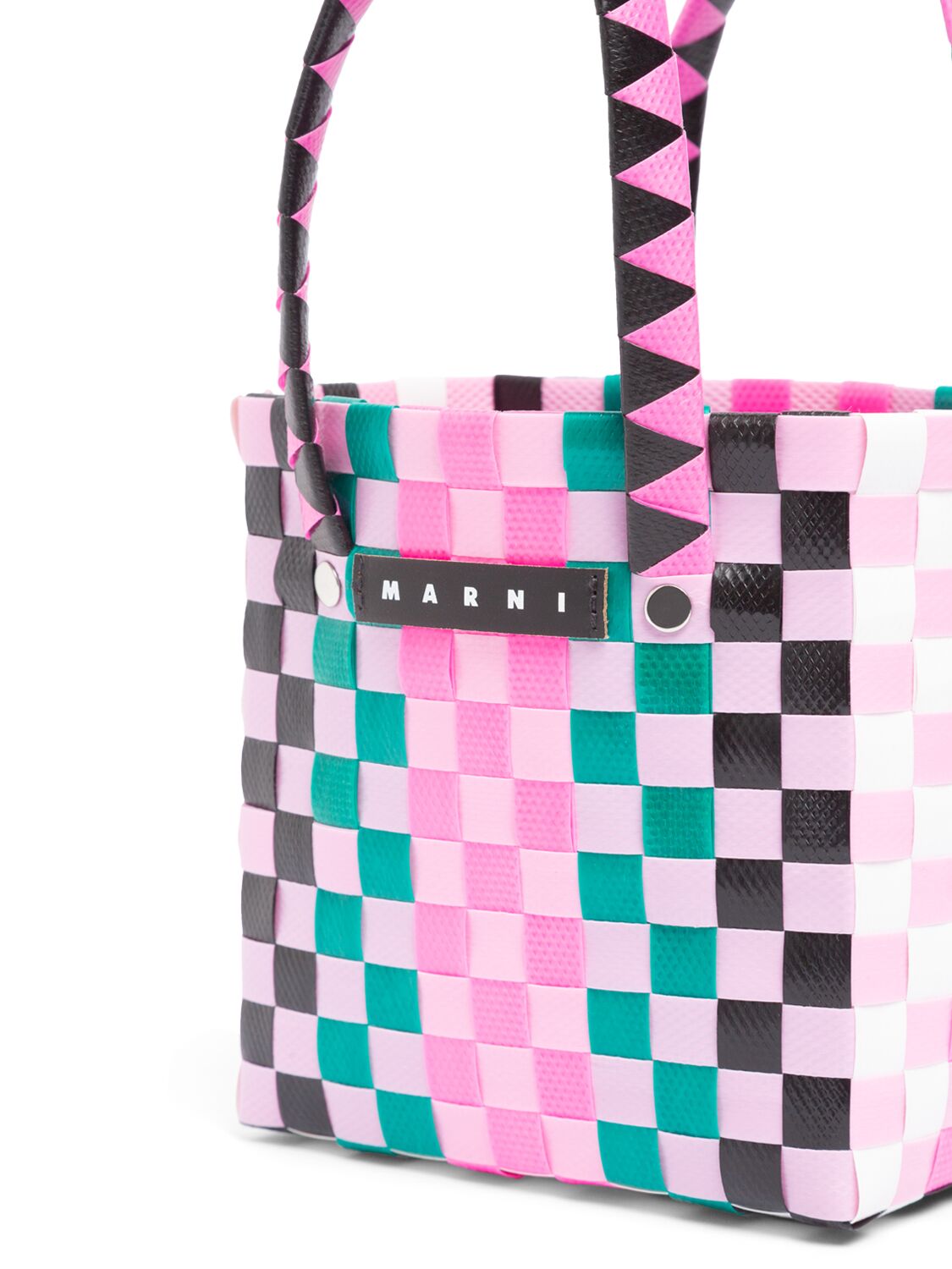 MARNI JUNIOR COLOR BLOCK WOVEN BUCKET BAG 