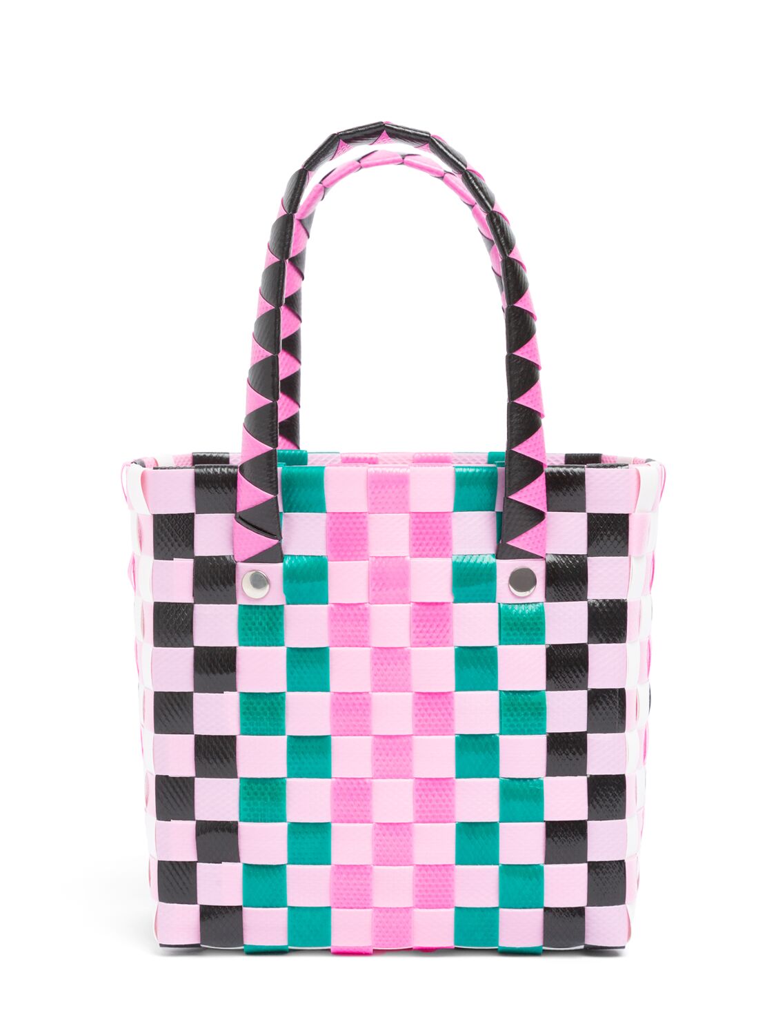 MARNI JUNIOR COLOR BLOCK WOVEN BUCKET BAG 