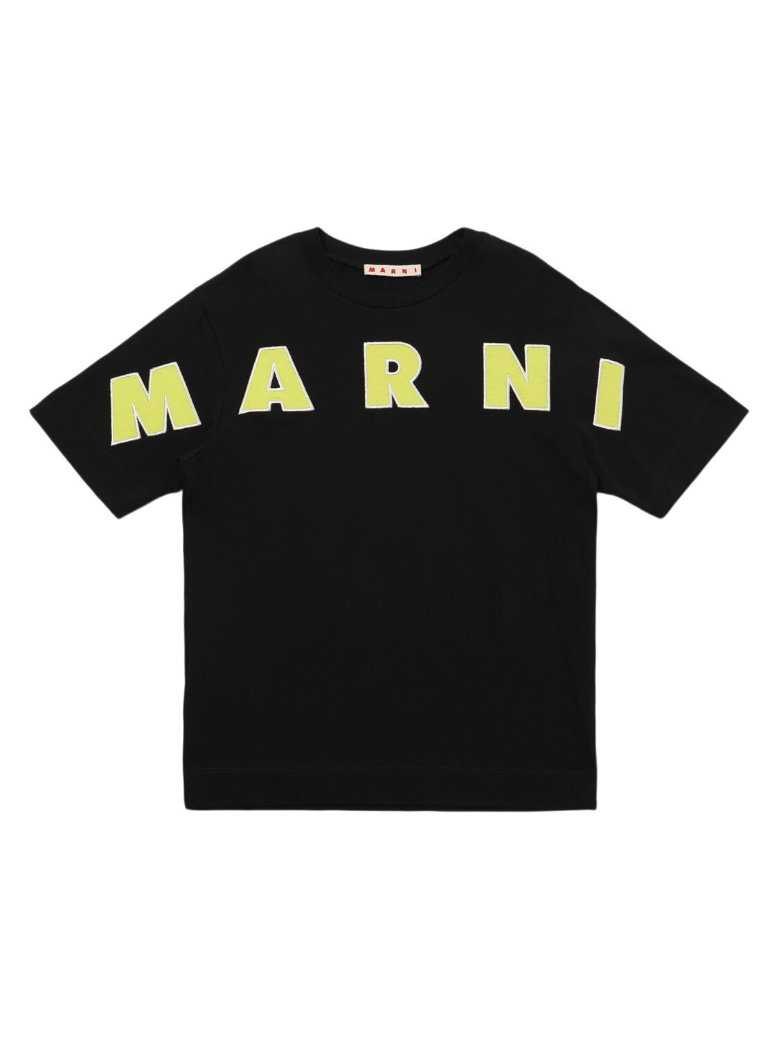 Marni Junior 刺绣棉质平纹针织t恤 In Black
