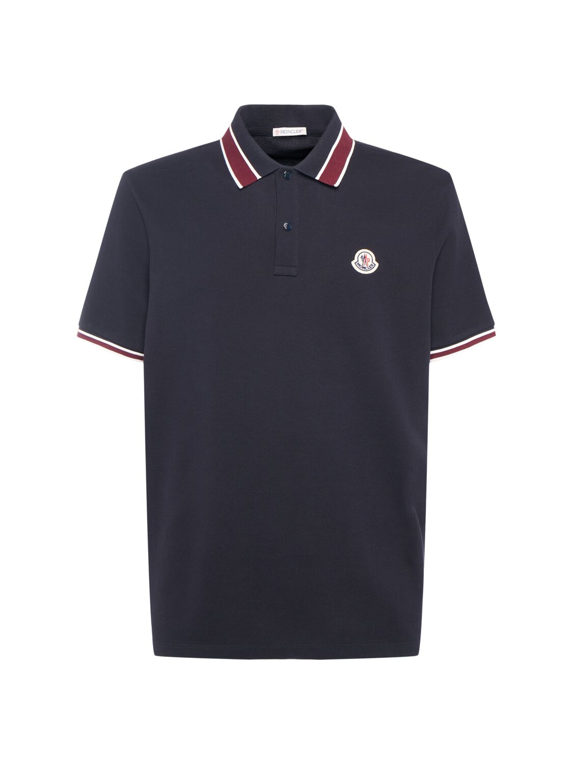 Shop Moncler Logo Cotton Piquet Polo Shirt In Dark Blue