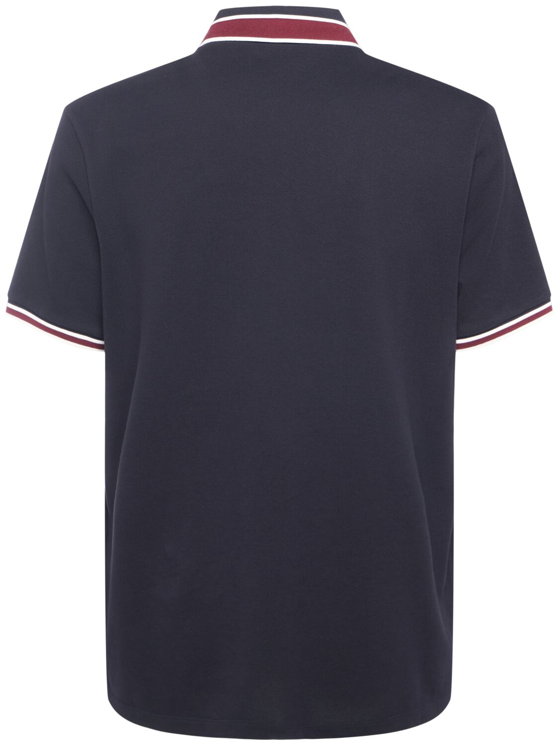 Shop Moncler Logo Cotton Piquet Polo Shirt In Dark Blue