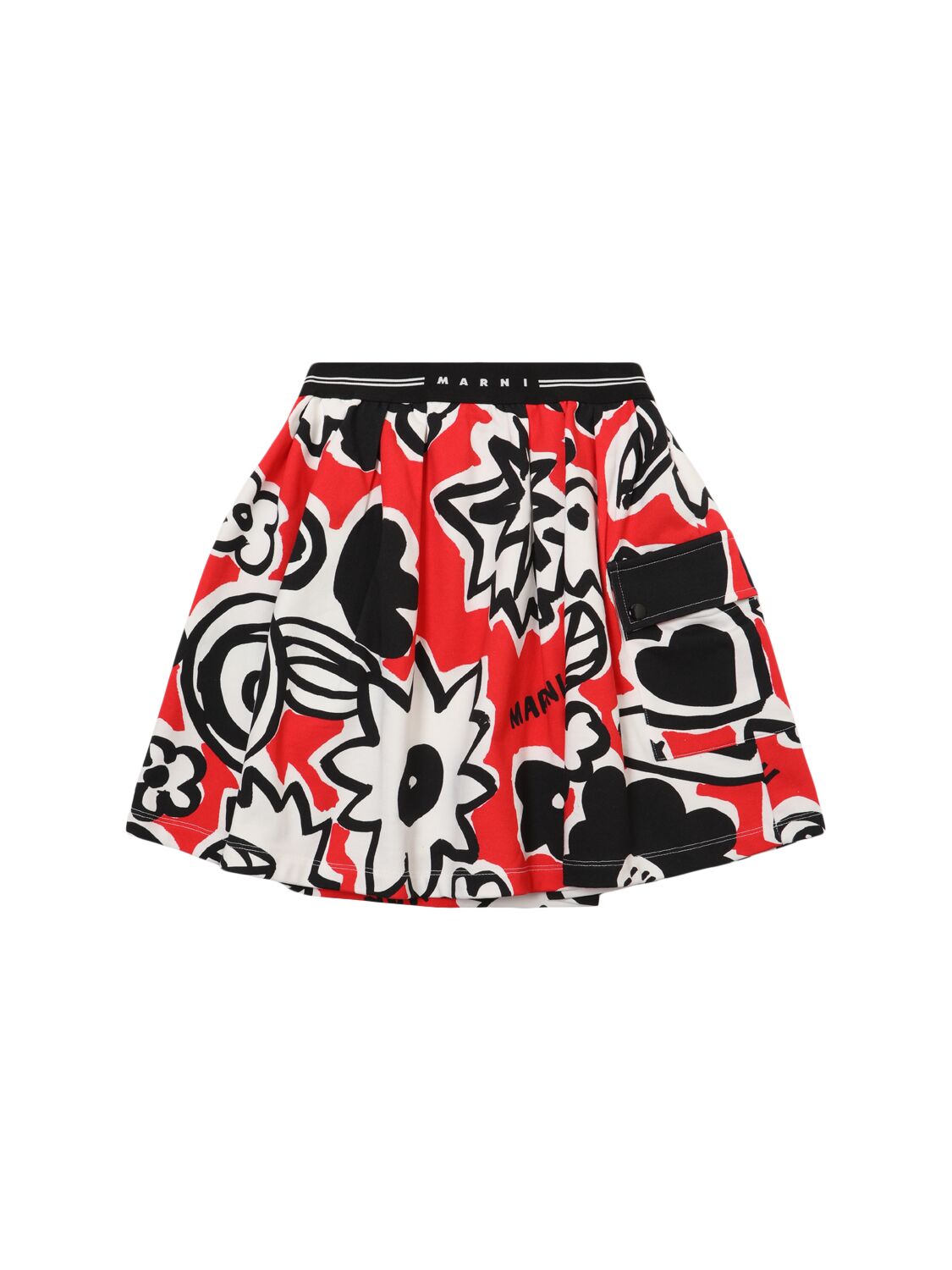 Marni Junior Printed Cotton Skirt In Red/multi