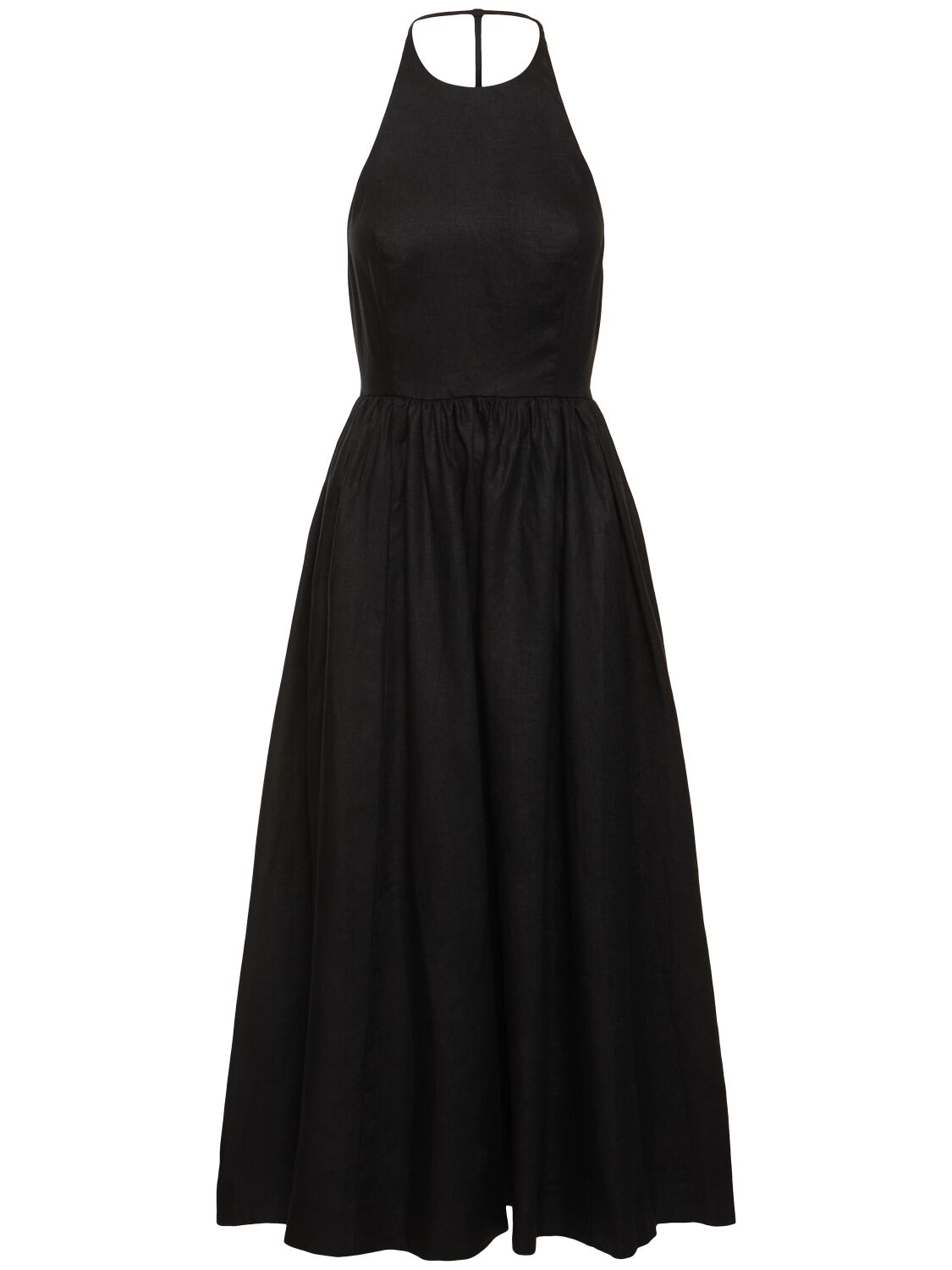 Shop Reformation Percy Linen Midi Dress In Black