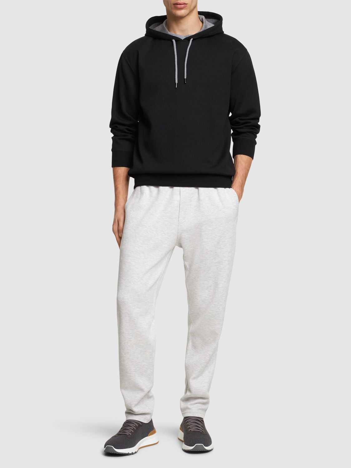 Brunello Cucinelli Long Sleeved Drawstring Hoodie In Black
