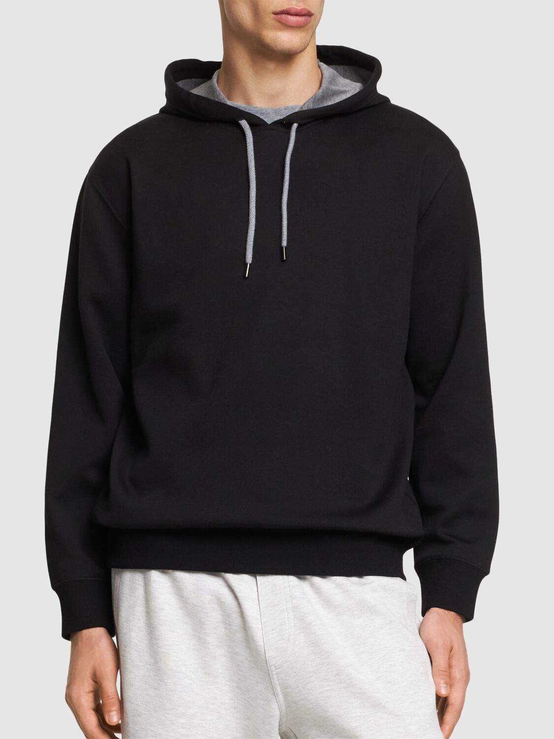 Brunello Cucinelli Long Sleeved Drawstring Hoodie In Black