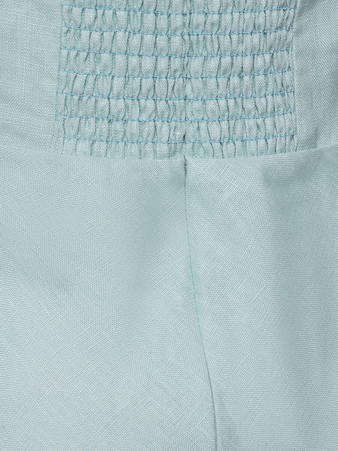 Shop Reformation Delilah Linen Long Dress In Aquamarine