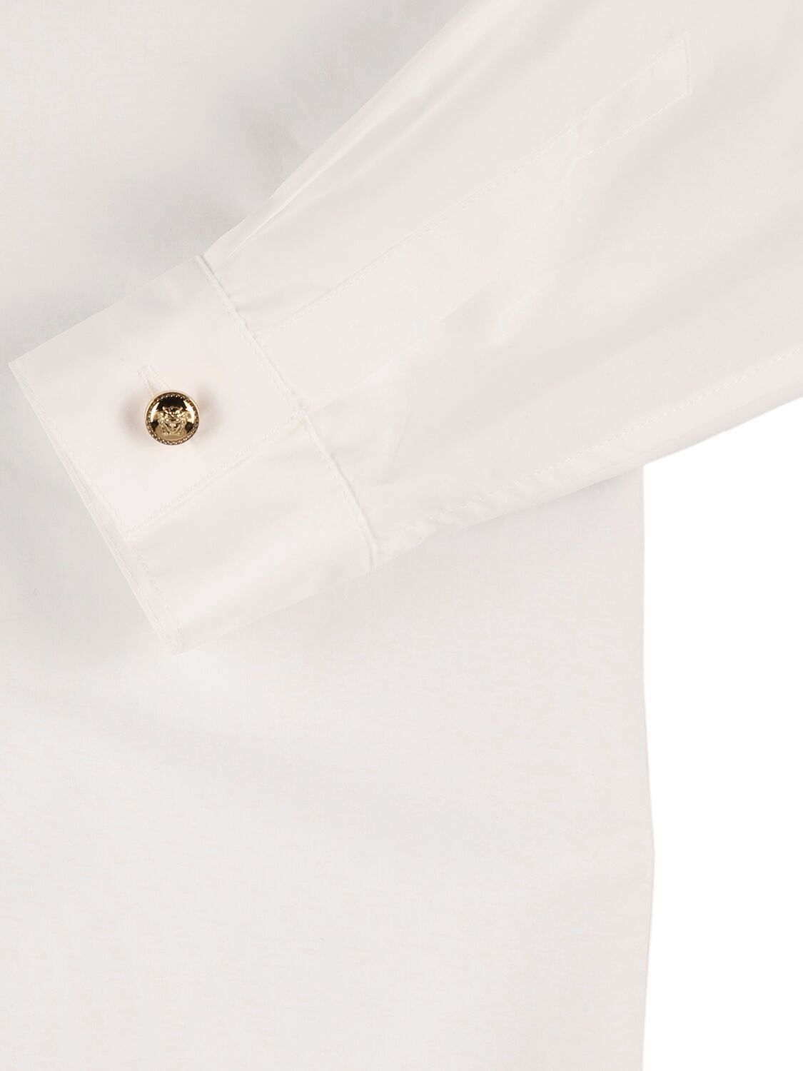 Shop Versace Embroidered Logo Cotton Poplin Shirt In White