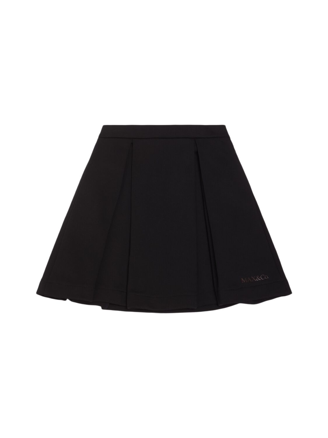Max & Co Cotton Gabardine Pleated Mini Skirt In Black