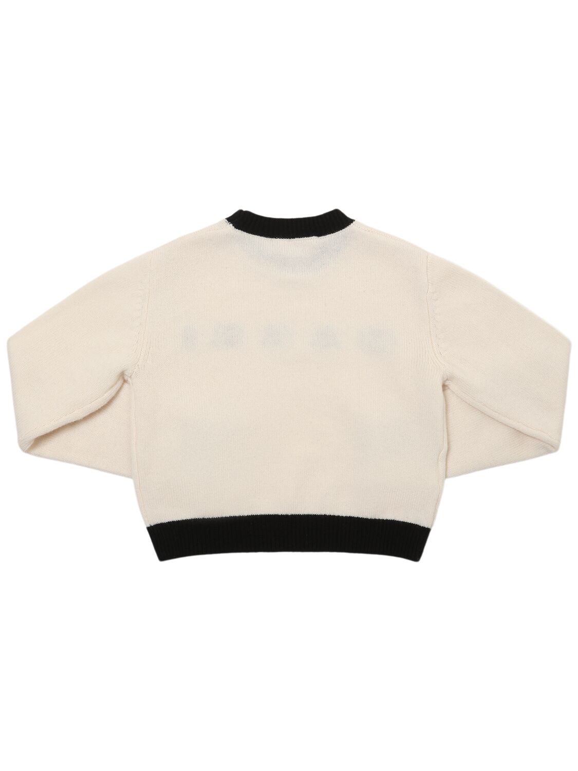 Shop Marni Junior Wool Blend Knit Logo Sweater In White