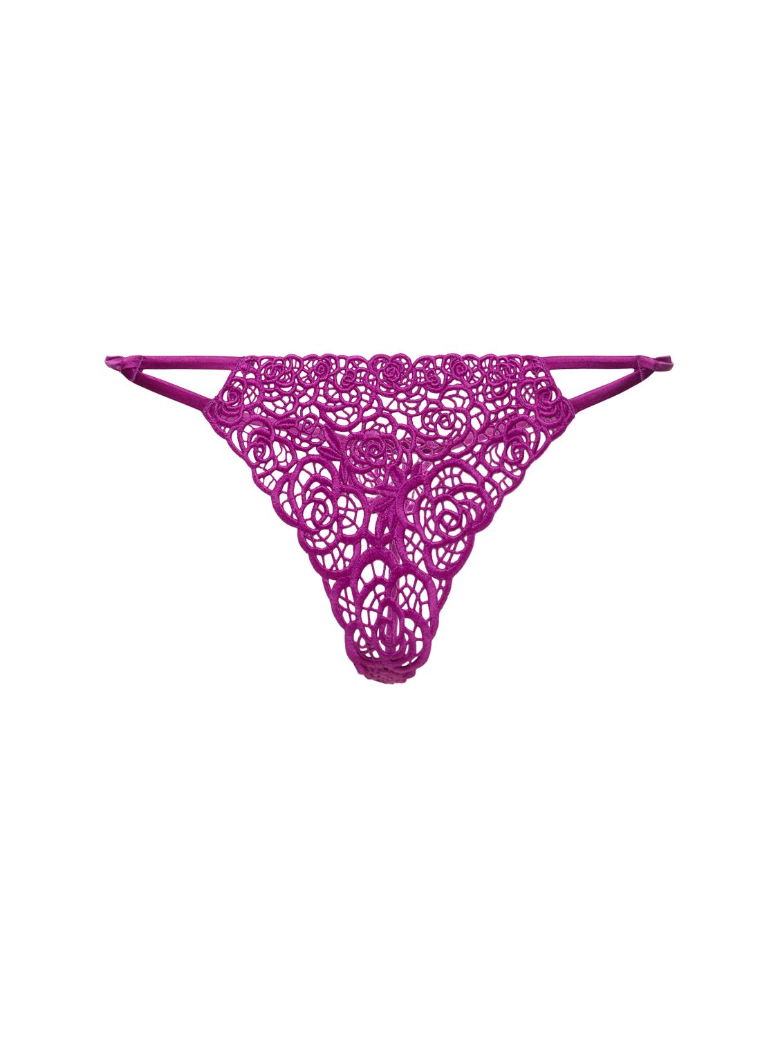 Fleur Du Mal Fleur Guipure Lace Thong In Purple