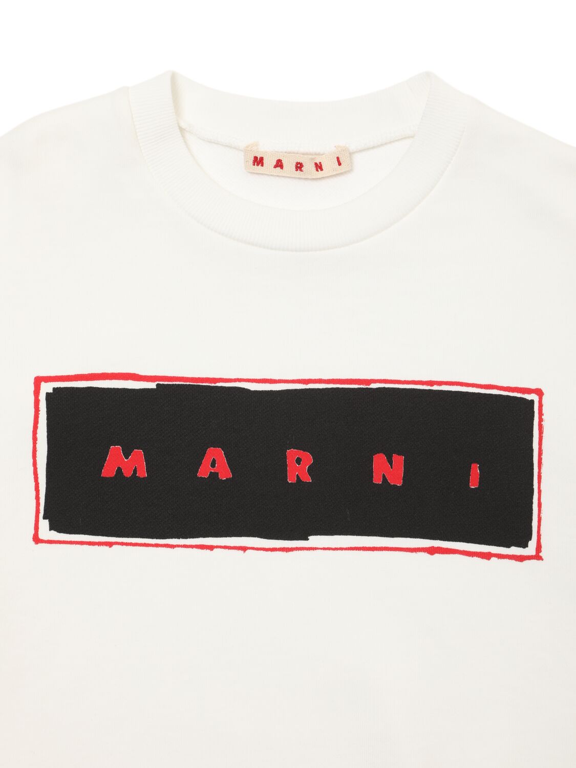 Shop Marni Junior Cotton Crewneck Sweatshirt W/logo In White