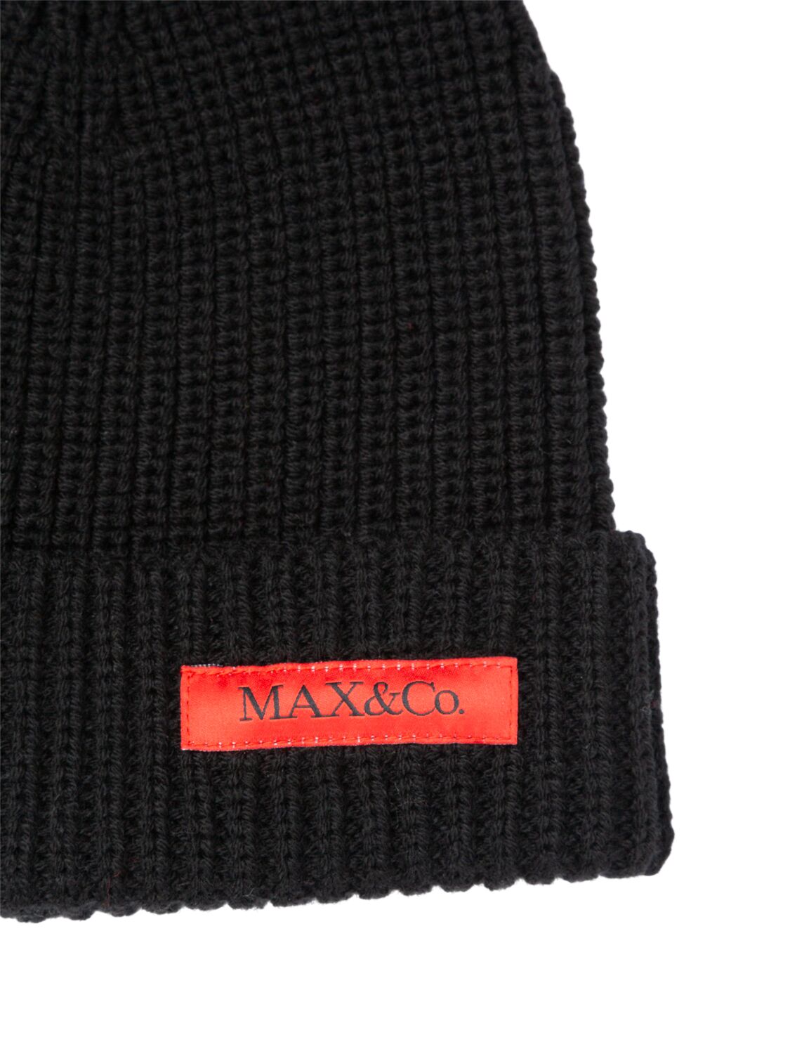 Shop Max & Co Wool Blend Knit Beanie W/ Logo In Black