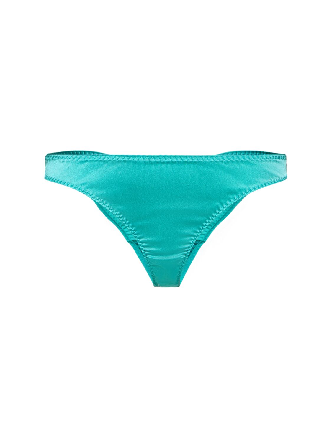 Fleur Du Mal Luxe Satin Silk Thong In Green