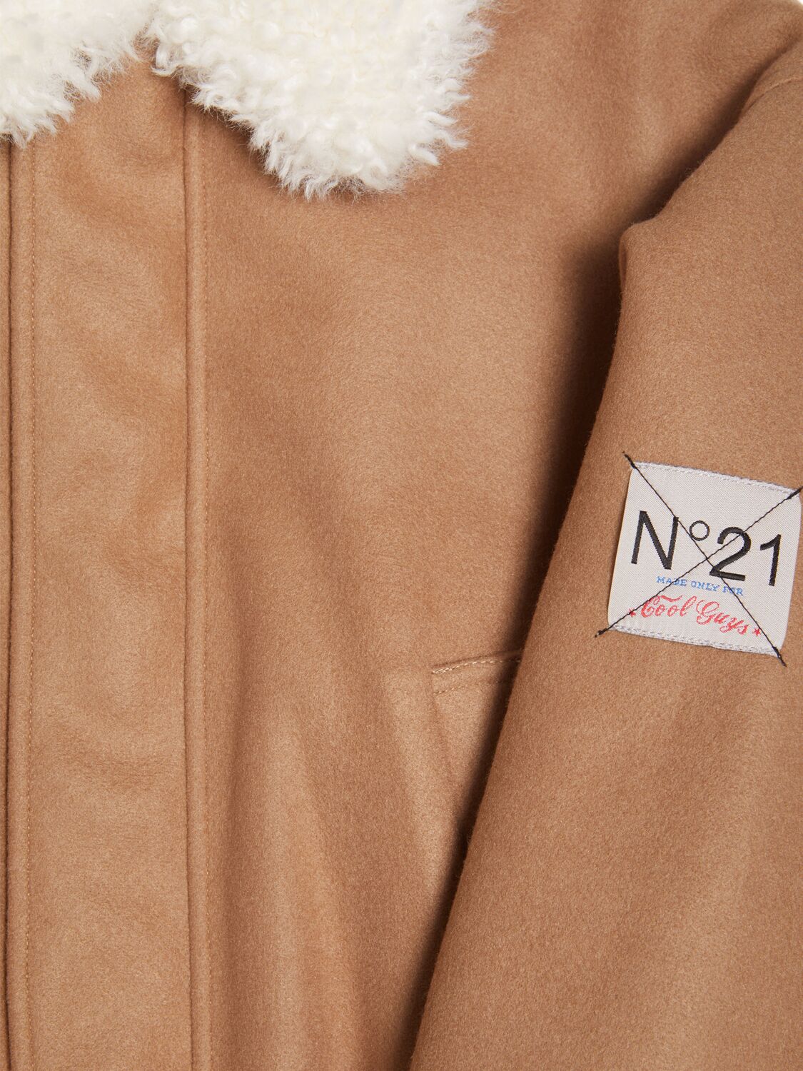 Shop N°21 Poly & Faux Fur Bomber Jacket In Brown