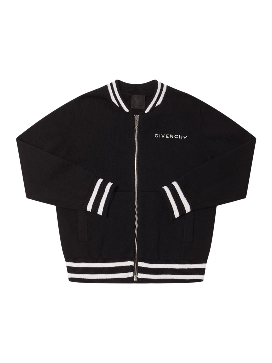 Givenchy Cotton Blend Knit Full-zip Jacket In Black