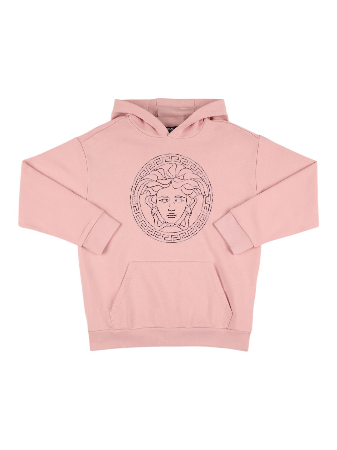 Versace Printed Cotton Hooded Sweatshirt In Pink