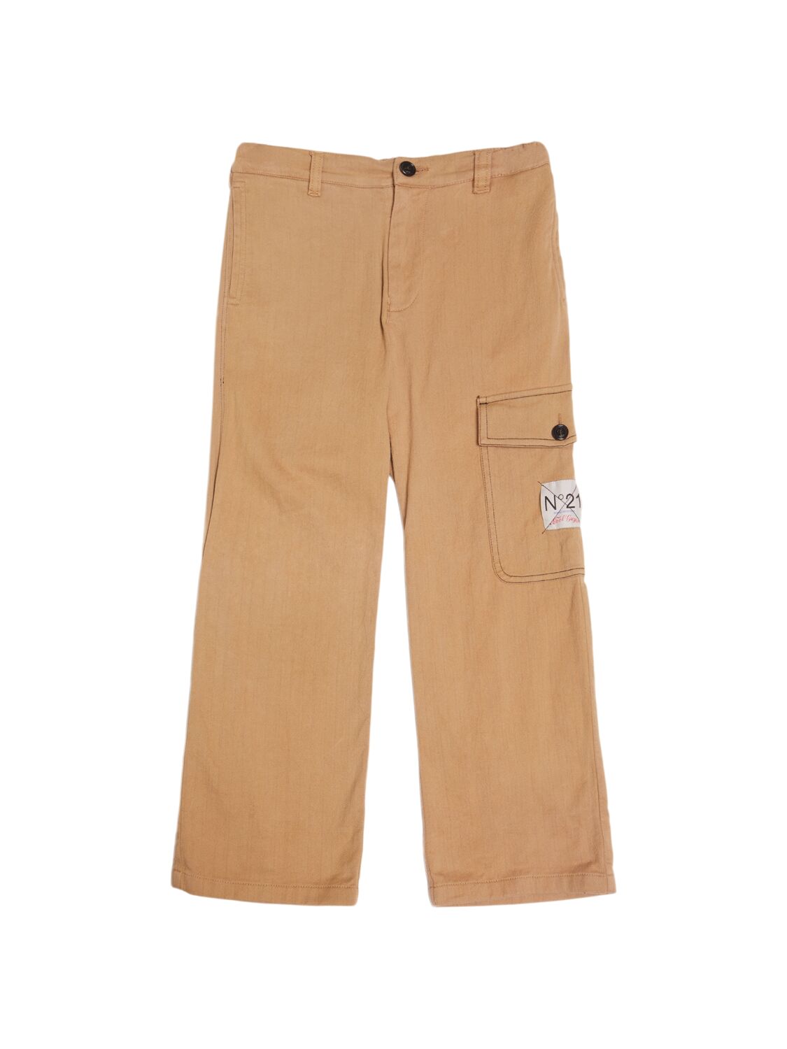 N°21 Cotton Blend Gabardine Cargo Pants In Brown