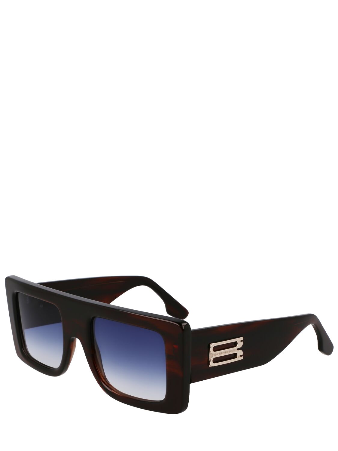 Victoria Beckham B Buckle Acetate Sunglasses In Brown Horn