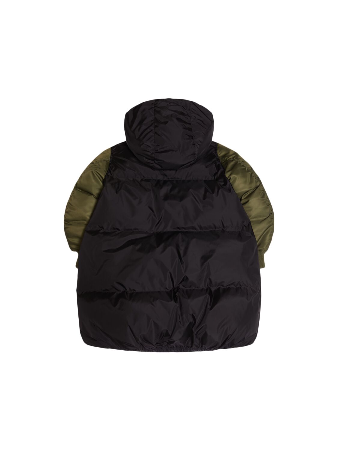Mm6 Maison Margiela Colorblock Nylon Puffer Jacket In Black/green