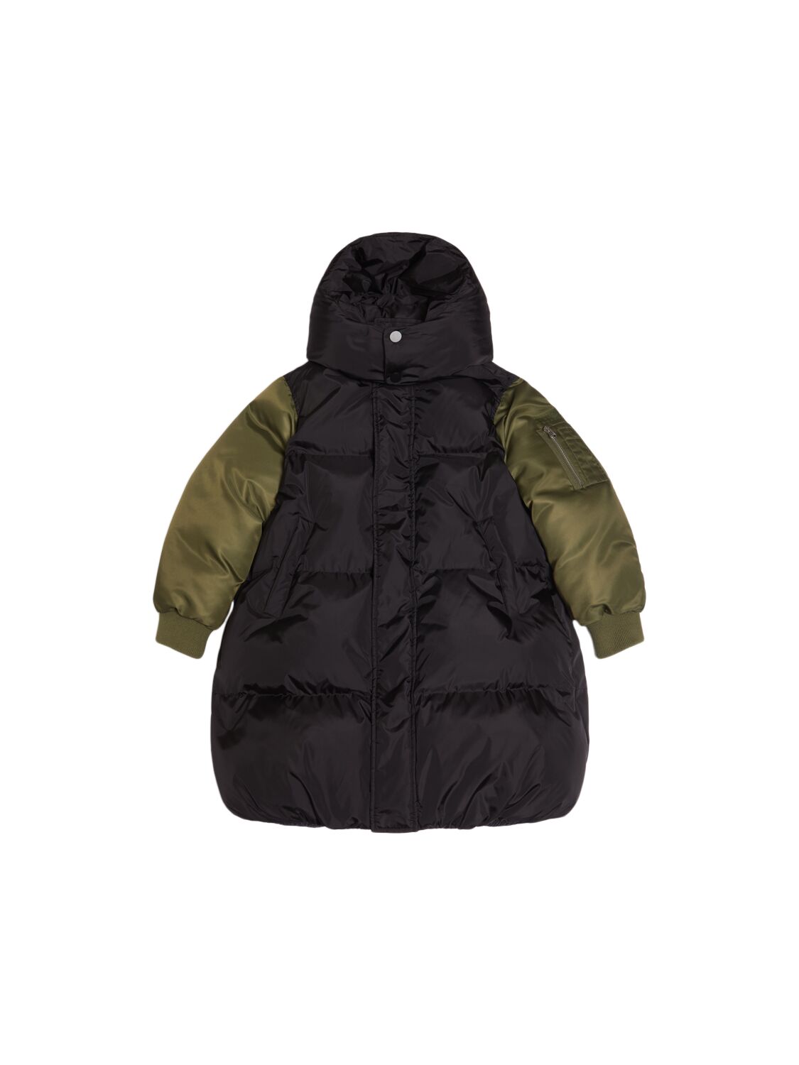 Mm6 Maison Margiela Colorblock Nylon Puffer Jacket In Black/green