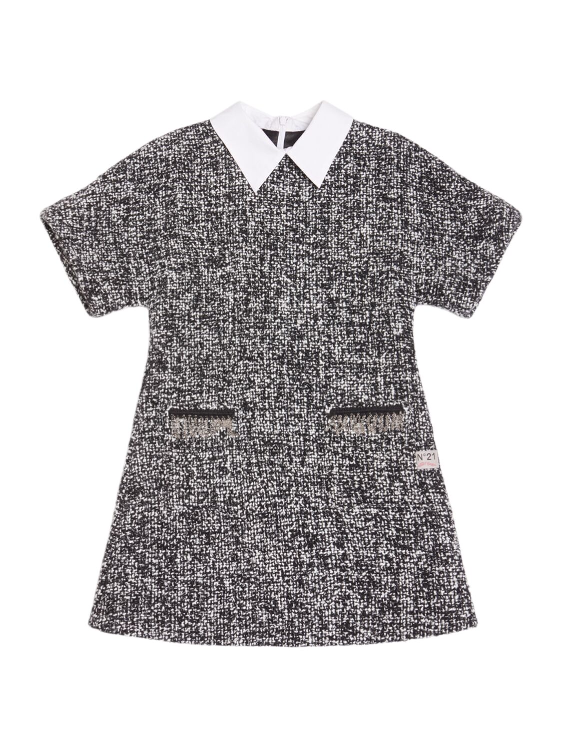 N°21 Wool Blend Bouclé Dress In Black/white