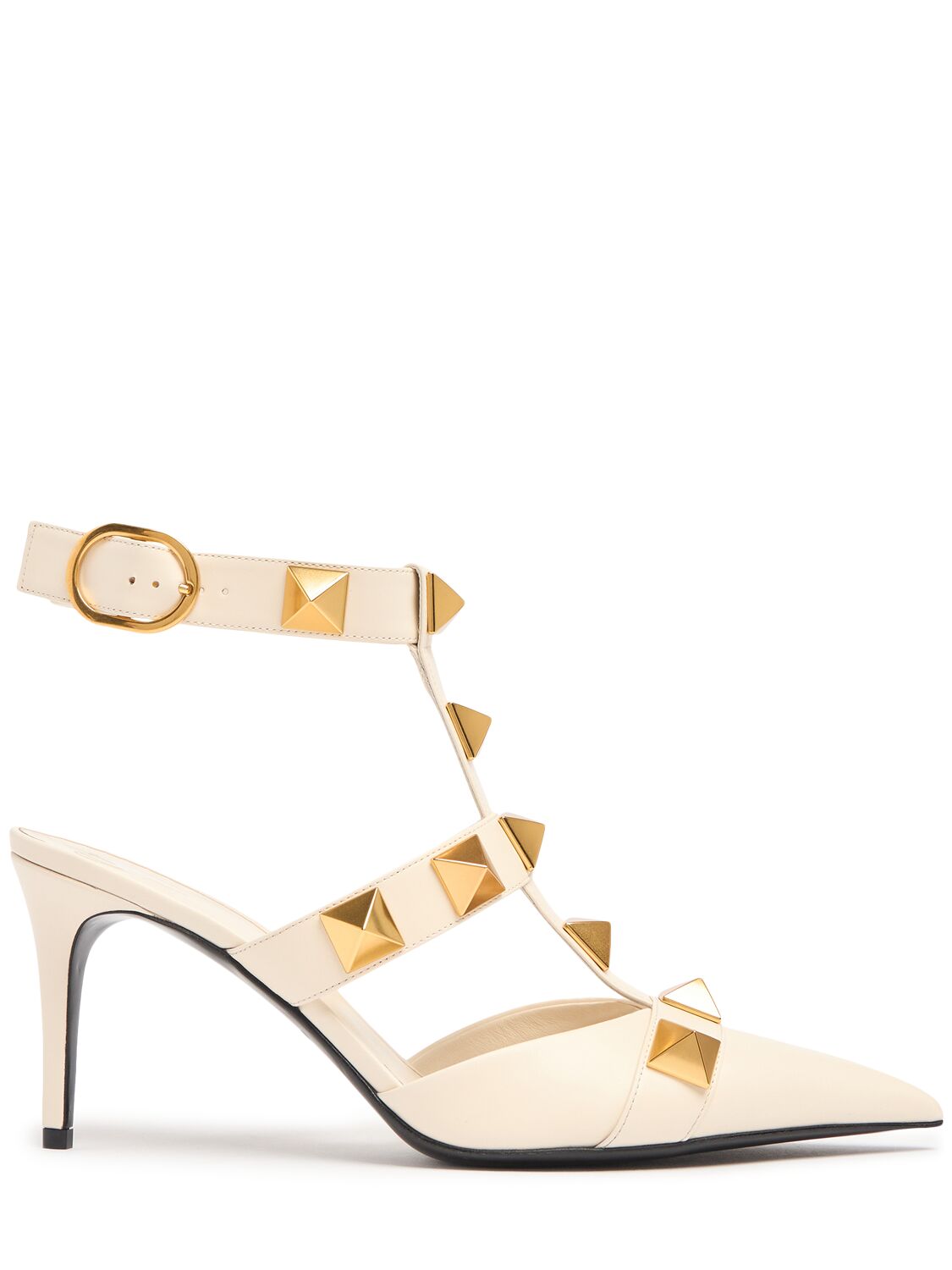 Valentino Garavani 80mm Roman Studs Leather Sandals In Ivory