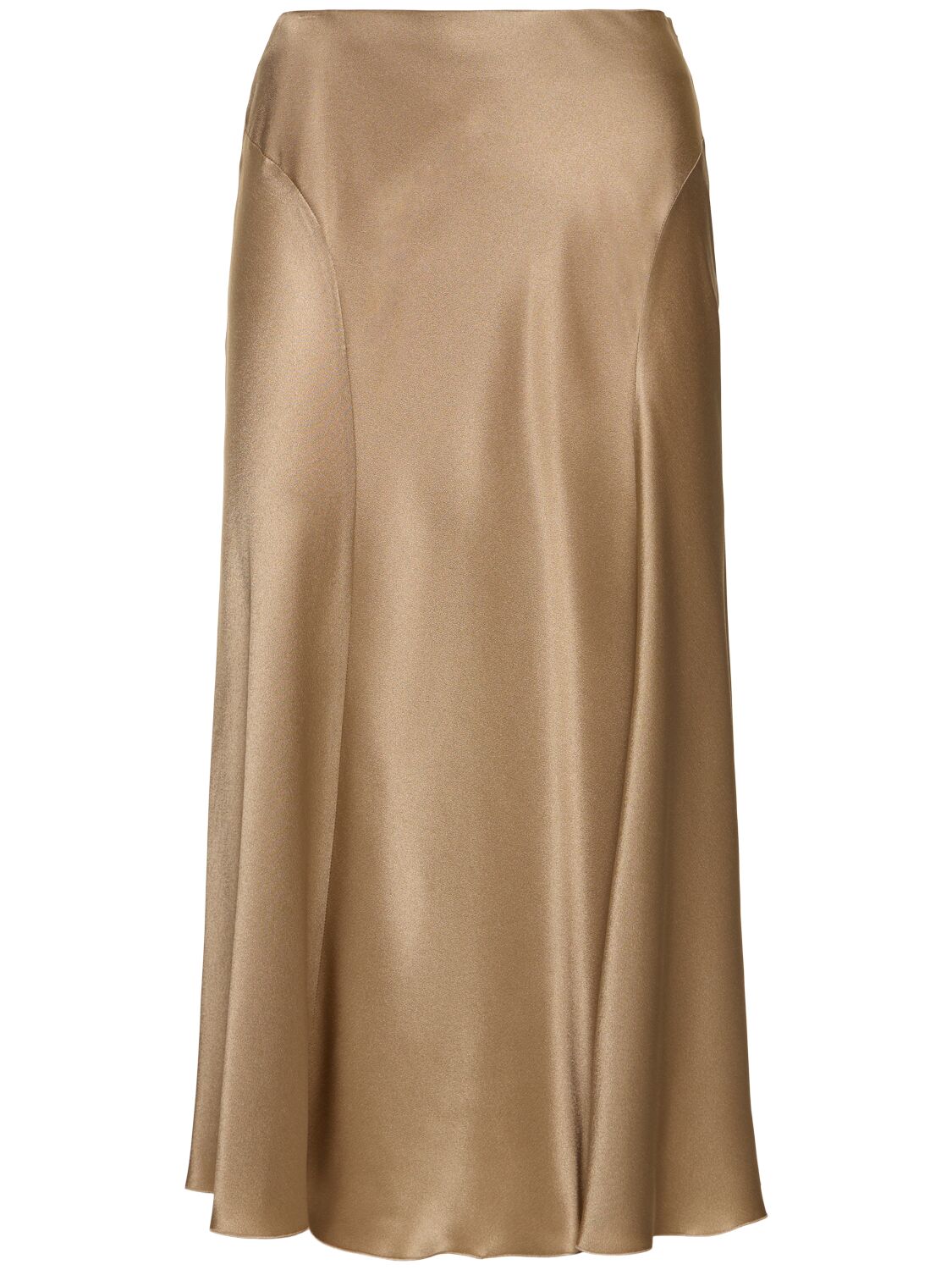 Alberta Ferretti Flowing Maxi Skirt With Wrap Effect And Sheen In 米黄色