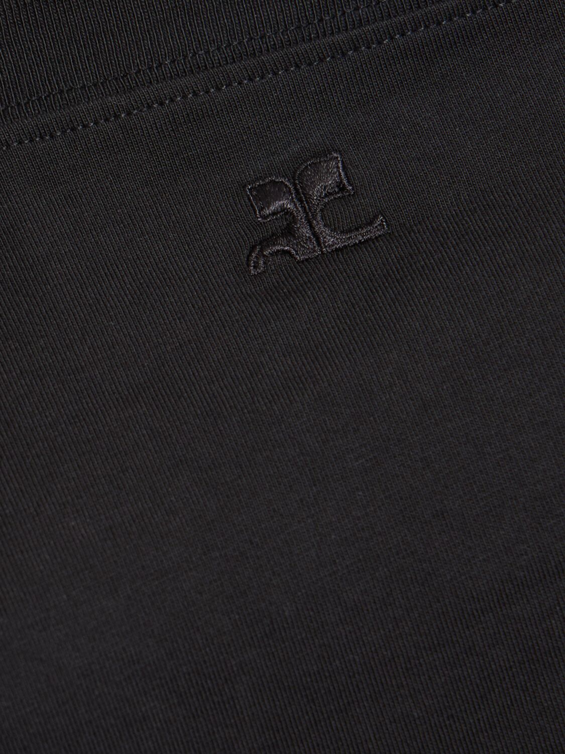 Shop Courrèges Boatneck Cotton Mini Dress In Black