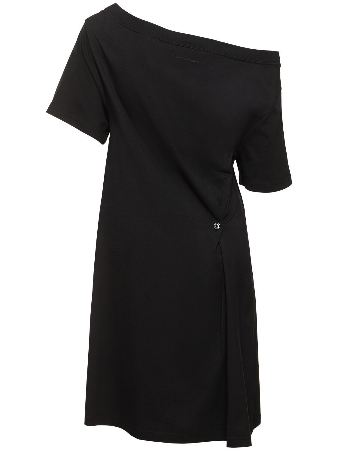 Shop Courrèges Boatneck Cotton Mini Dress In Black