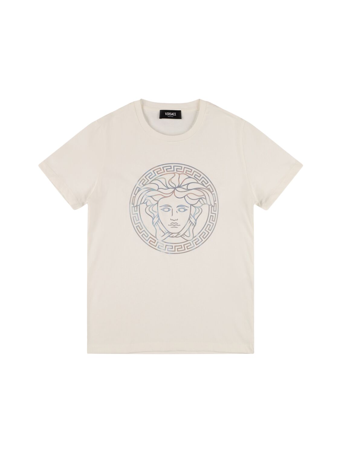 Versace Printed Logo Cotton Jersey T-shirt In White