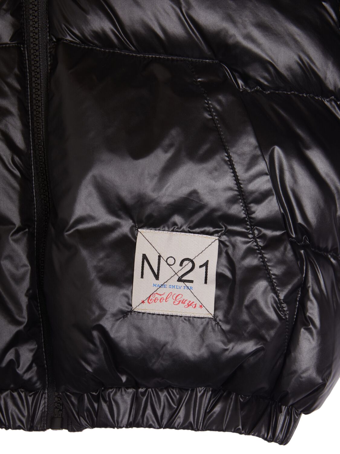 Shop N°21 Hooded Nylon Puffer Jacket In Black