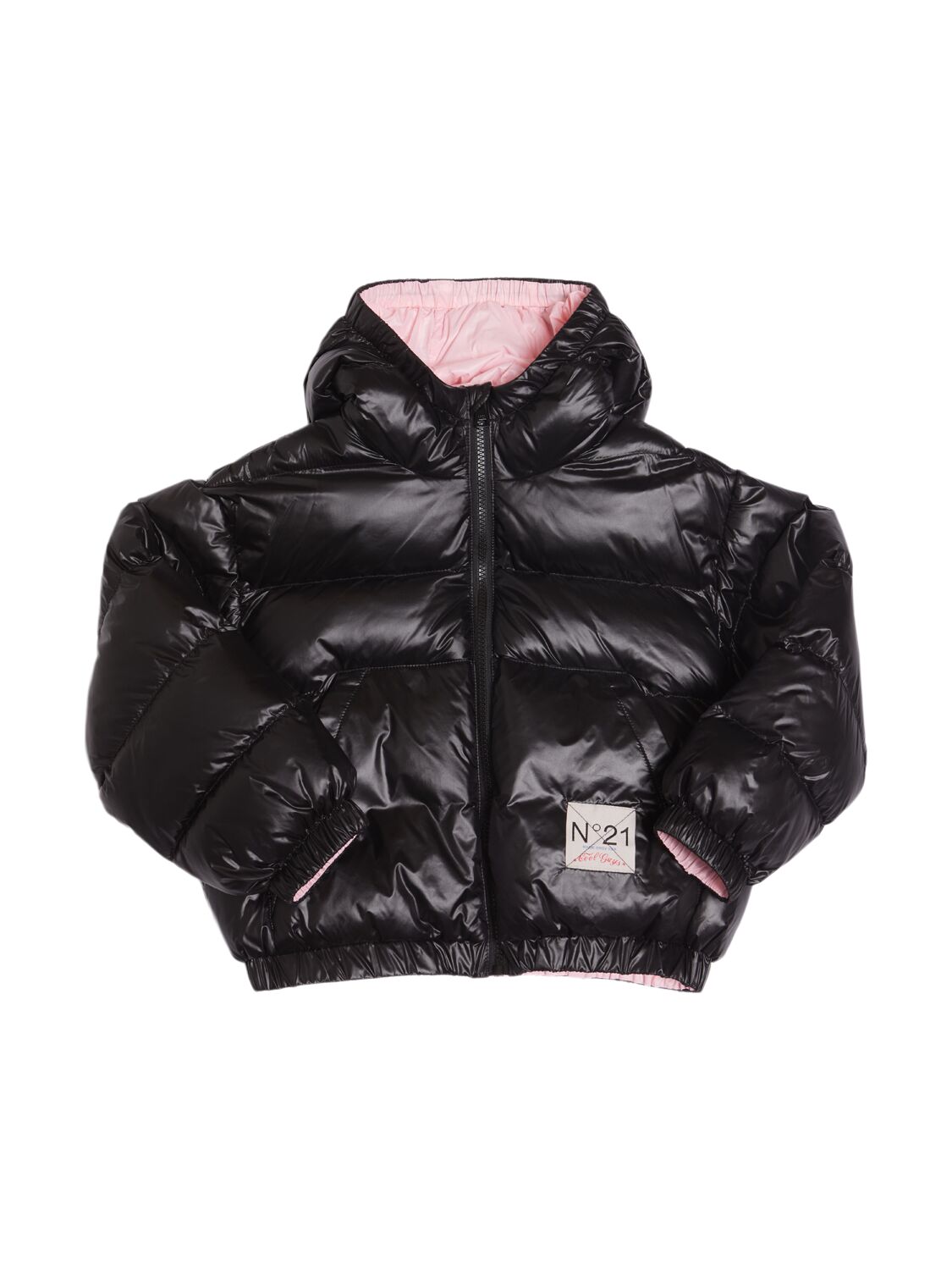 N°21 Hooded Nylon Puffer Jacket In Black