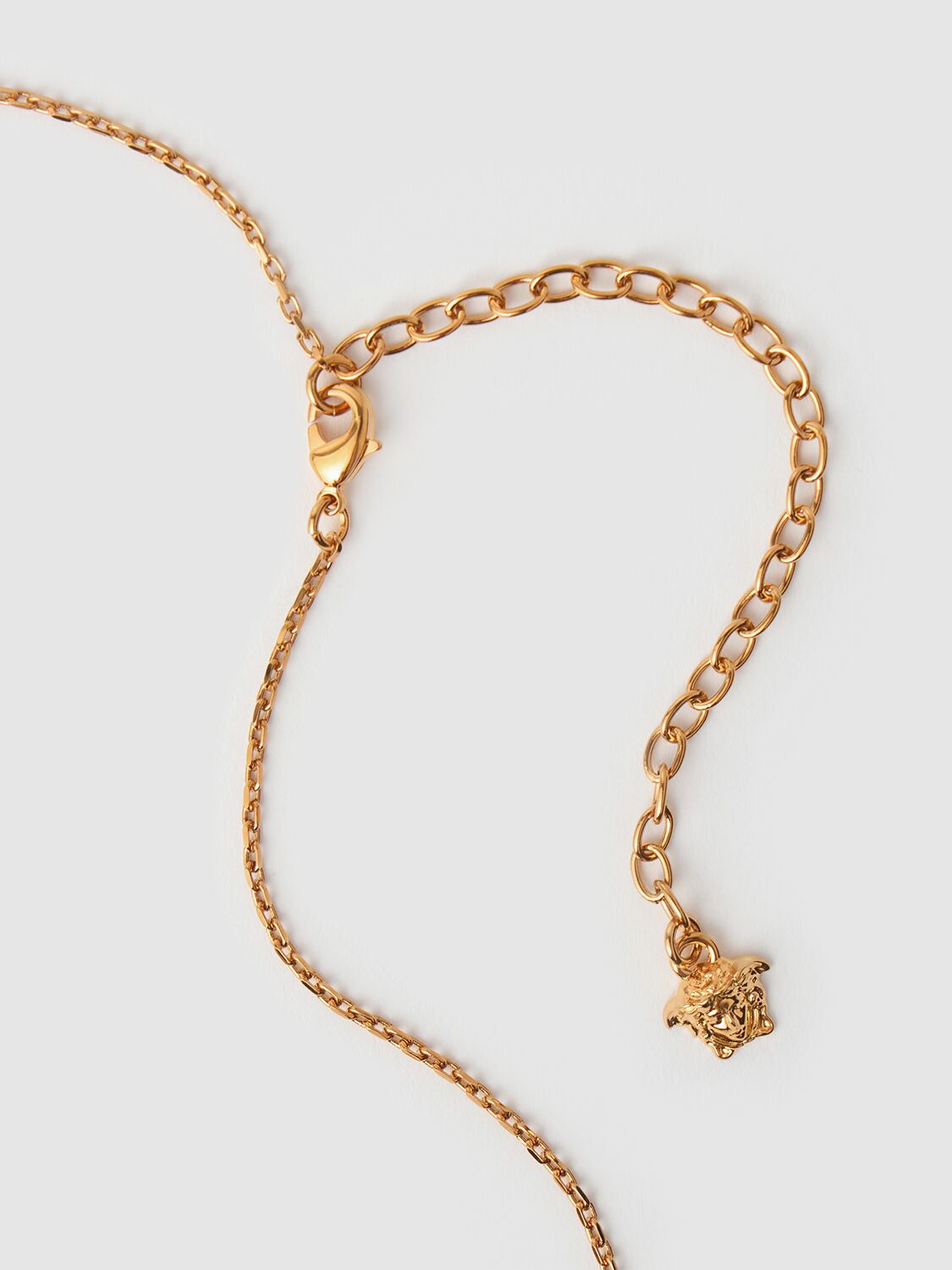 Versace Enameled Metal Logo Necklace In Gold