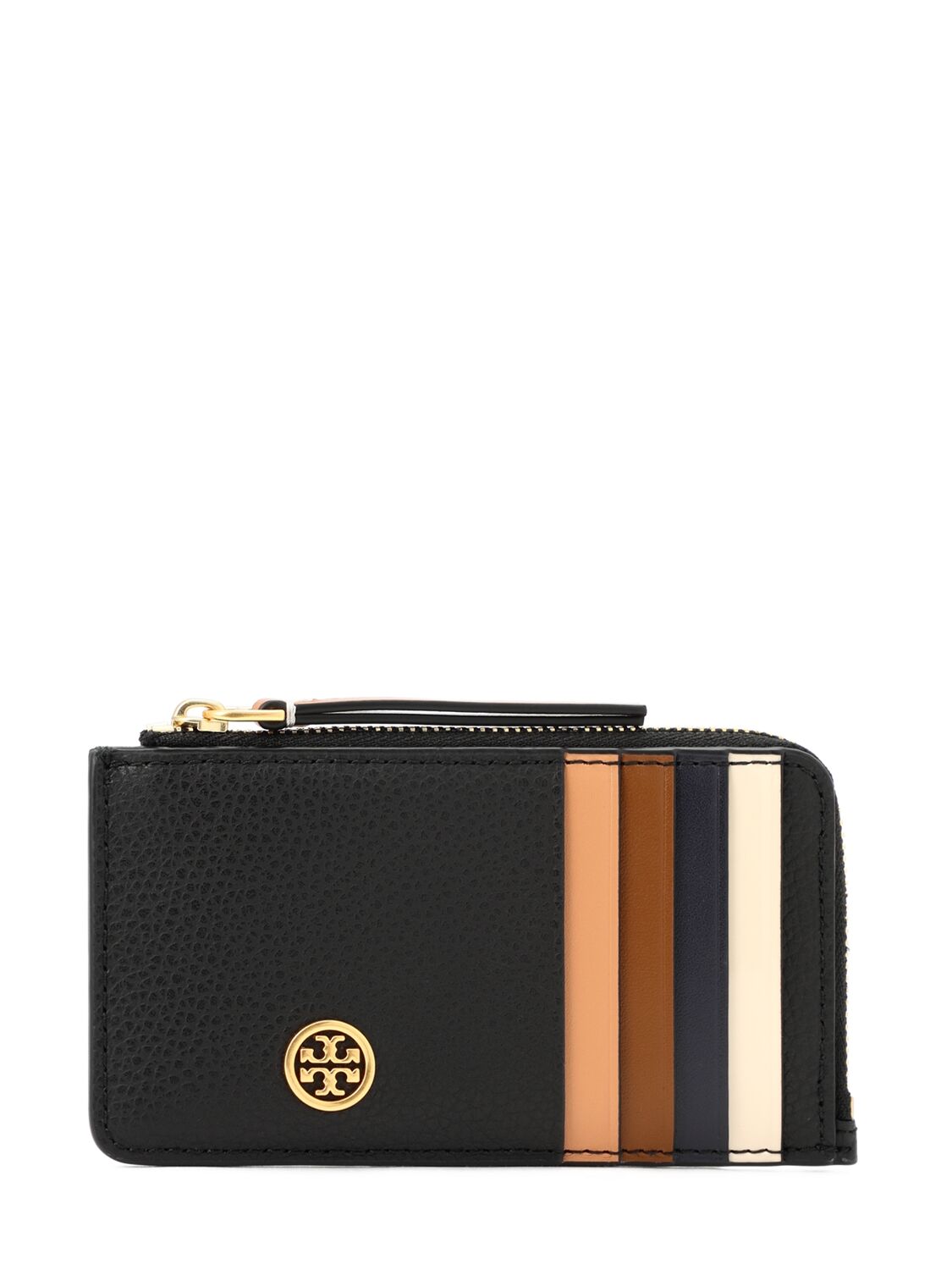 Tory Burch Robinson Colour-block Zip-fastening Wallet In Black
