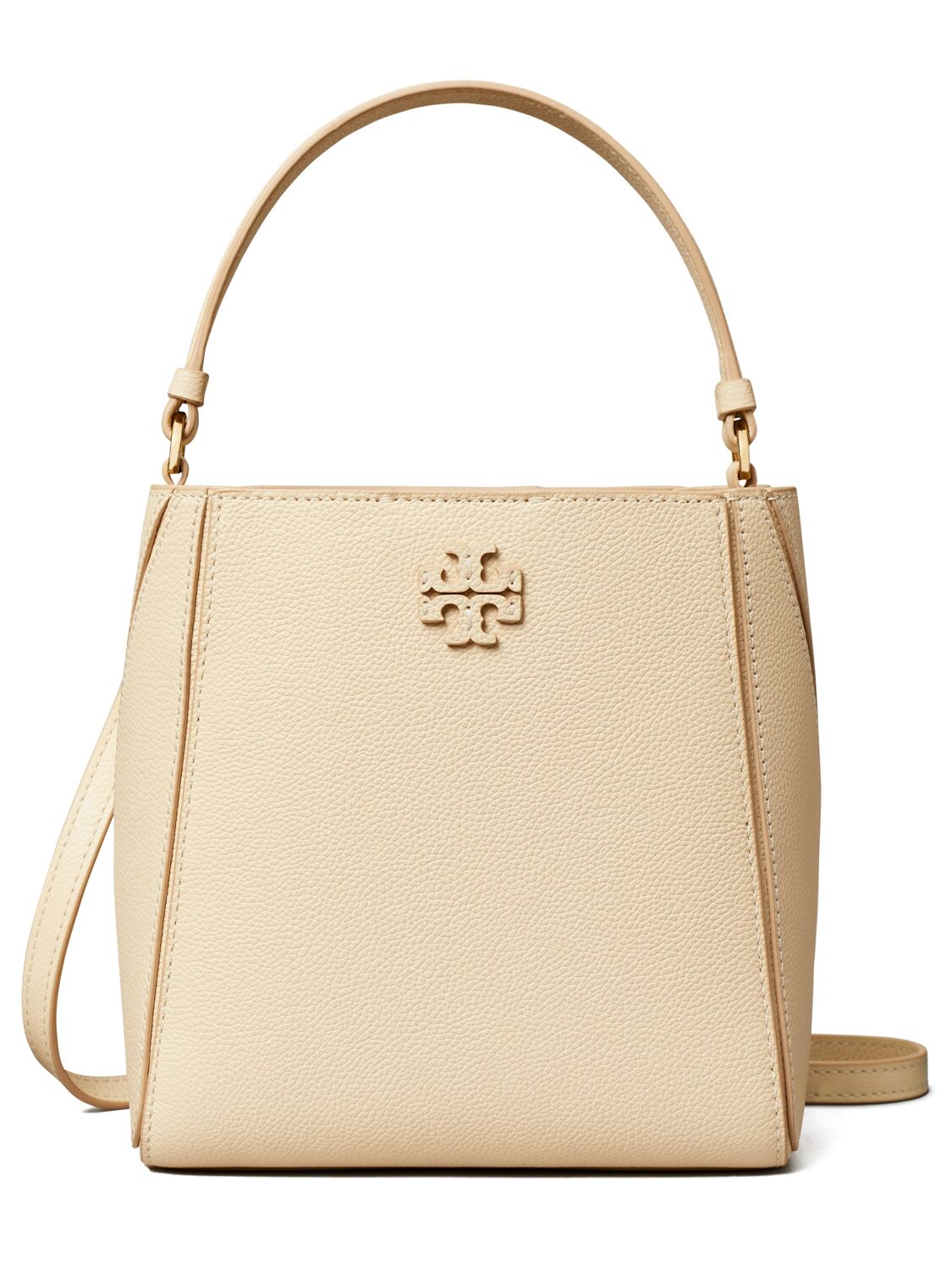 Tory Burch Small Mcgraw Leather Bucket Bag In Brie