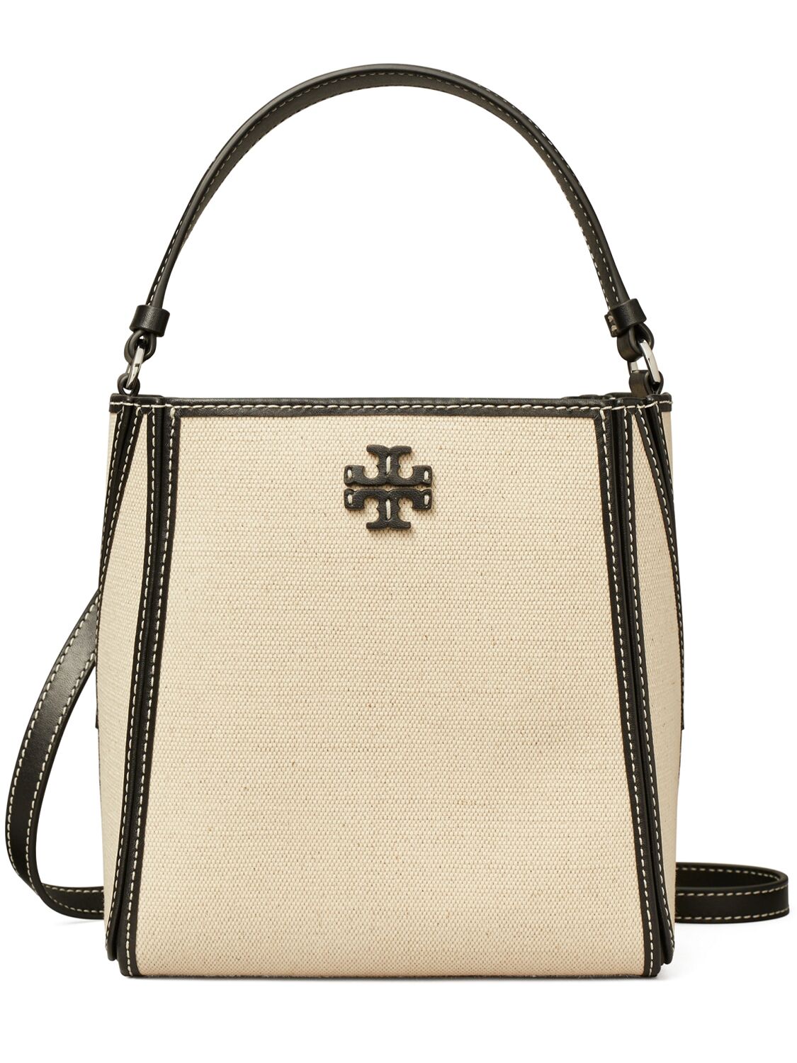 TORY BURCH SMALL MCGRAW CANVAS BUCKET BAG