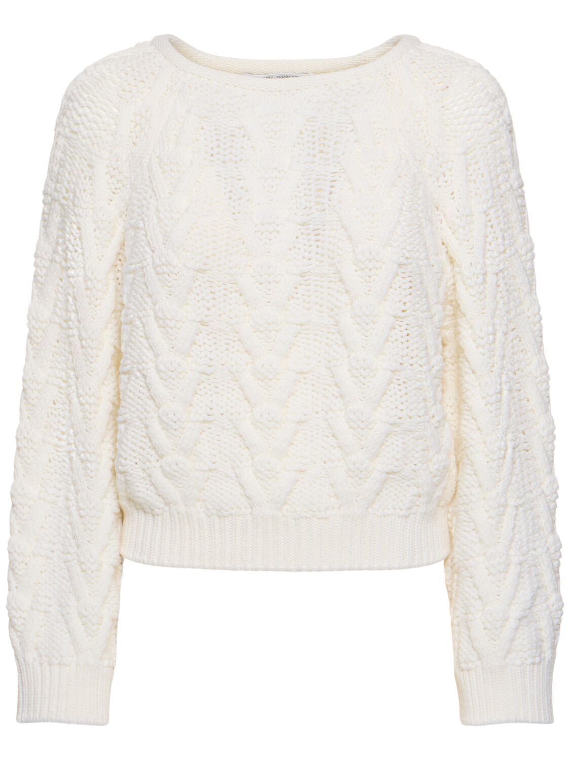 Alberta Ferretti Wool Knit Crewneck Sweater In 象牙色